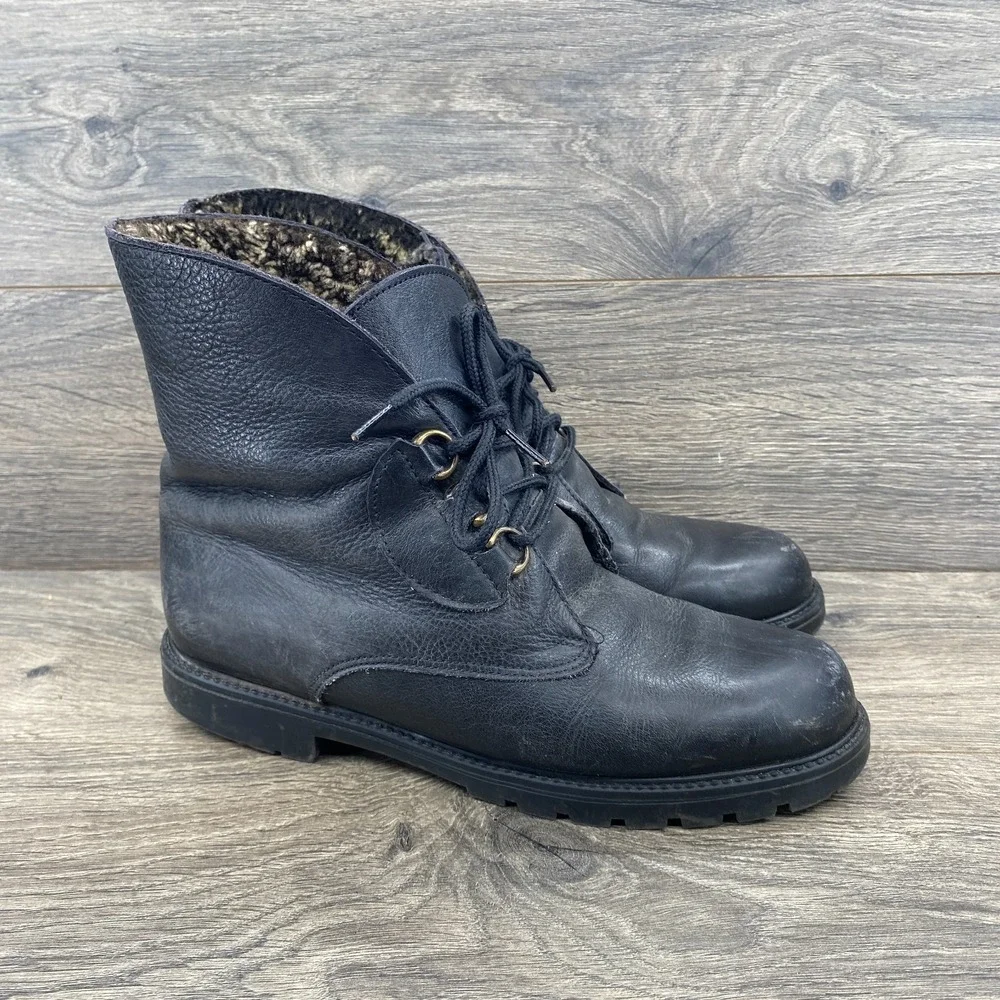 La‎ Canadienne Leather Waterproof Winter Ankle Boots Men's Size 9 Us Black
